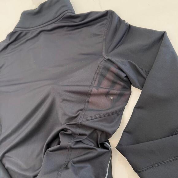 Nike Pro Dri Fit Black Neon Yellow Zip Pullover Long Sleeve Mesh Women's Large - Picture 6 of 9